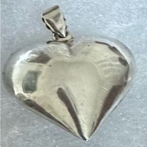 Vintage 925 Sterling Silver Large Puffy Heart Pendant